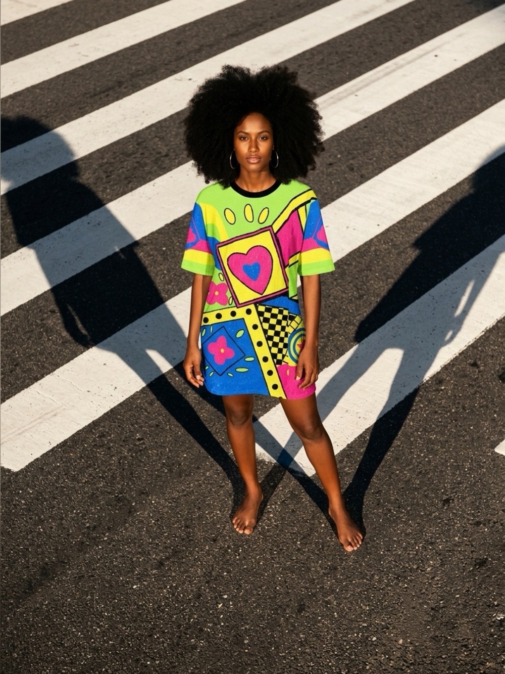 NWOT Pop Art 80s Colorful Geometric Sequin T-Shirt Dress Women’s Large